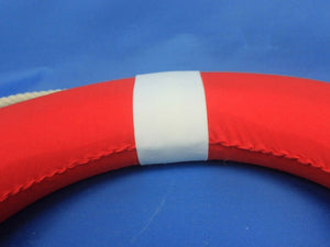 Vibrant Red Decorative Lifering with White Bands 15""