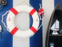 Load image into Gallery viewer, Classic White Decorative Anchor Lifering with Red Bands 20&quot;
