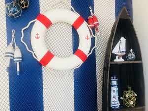 Classic White Decorative Anchor Lifering with Red Bands 20"