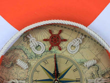 Load image into Gallery viewer, Vibrant Orange Decorative Lifering Clock With White Bands 18&quot;&quot;