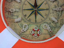 Load image into Gallery viewer, Vibrant Orange Decorative Lifering Clock With White Bands 18&quot;&quot;