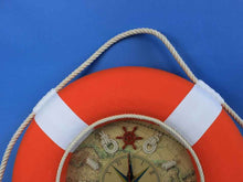 Load image into Gallery viewer, Vibrant Orange Decorative Lifering Clock With White Bands 18&quot;&quot;