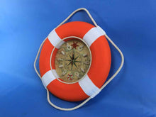 Load image into Gallery viewer, Vibrant Orange Decorative Lifering Clock With White Bands 18&quot;&quot;