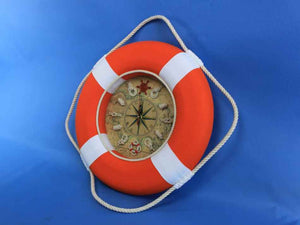 Vibrant Orange Decorative Lifering Clock With White Bands 18""