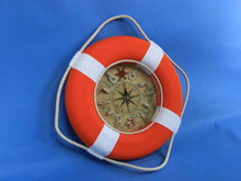 Load image into Gallery viewer, Vibrant Orange Decorative Lifering Clock With White Bands 18&quot;&quot;