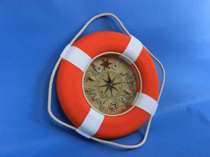 Vibrant Orange Decorative Lifering Clock With White Bands 18""