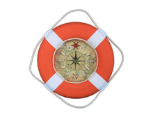 Load image into Gallery viewer, Vibrant Orange Decorative Lifering Clock With White Bands 18&quot;&quot;