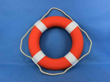 Load image into Gallery viewer, Vibrant Orange Decorative Lifering With White Bands 20&quot;&quot;