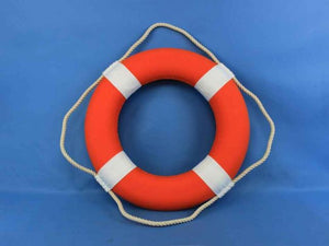 Vibrant Orange Decorative Lifering With White Bands 20""