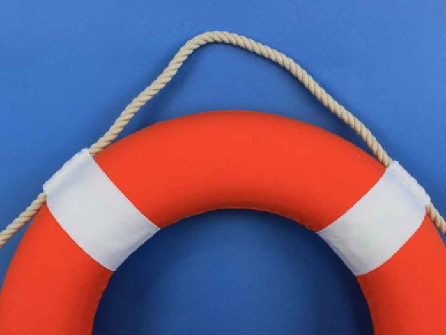Vibrant Orange Decorative Lifering With White Bands 20""