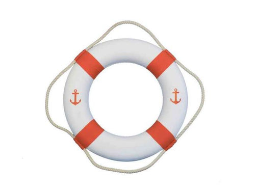 Classic White Decorative Anchor Lifering With Orange Bands 20