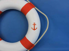Load image into Gallery viewer, Classic White Decorative Anchor Lifering With Orange Bands 20&quot;&quot;