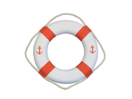 Classic White Decorative Anchor Lifering With Orange Bands 15