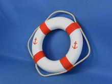 Load image into Gallery viewer, Classic White Decorative Anchor Lifering With Orange Bands 15&quot;&quot;