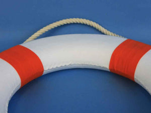 Classic White Decorative Anchor Lifering With Orange Bands 15""