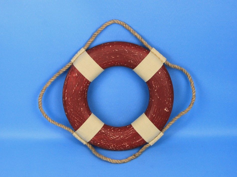 Vintage Red Decorative Lifering Christmas Ornament 10""