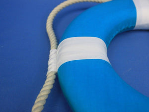 Vibrant Light Blue Decorative Lifering with White Bands Christmas Ornament 10""