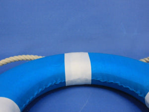 Vibrant Light Blue Decorative Lifering with White Bands Christmas Ornament 10""