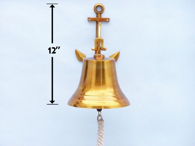 Brass Plated Hanging Anchor Bell 12''