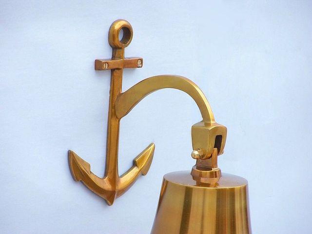 Brass Plated Hanging Anchor Bell 12''