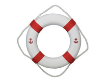 Load image into Gallery viewer, Classic White Decorative Anchor Lifering with Red Bands 20&quot;