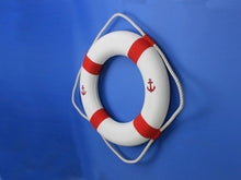 Load image into Gallery viewer, Classic White Decorative Anchor Lifering with Red Bands 20&quot;