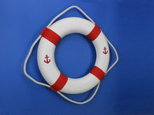 Load image into Gallery viewer, Classic White Decorative Anchor Lifering with Red Bands 20&quot;