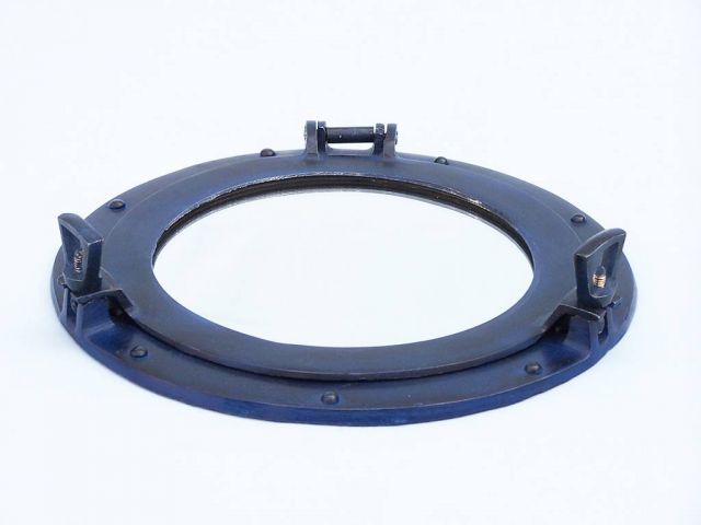 Rustic Blue Aluminum Deluxe Class Decorative Ship Porthole Mirror 12