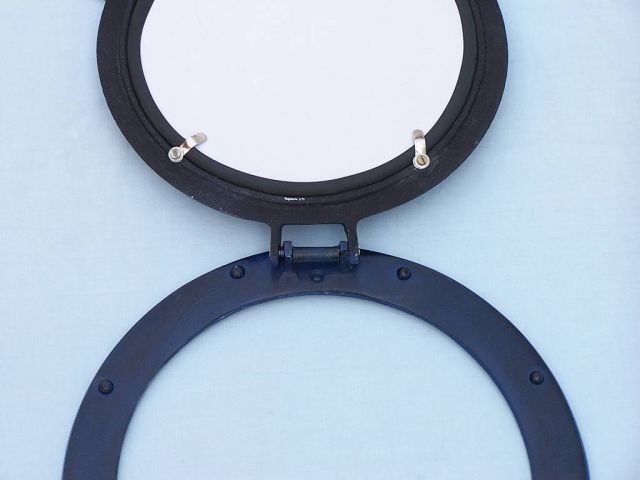 Rustic Blue Aluminum Deluxe Class Decorative Ship Porthole Mirror 12