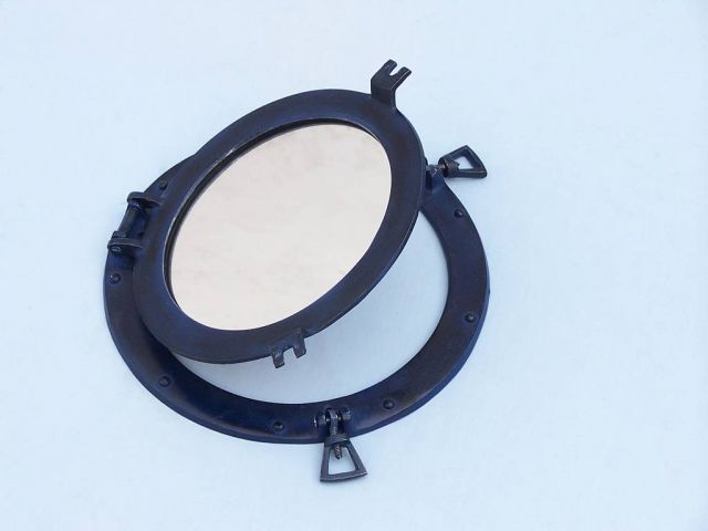 Rustic Blue Aluminum Deluxe Class Decorative Ship Porthole Mirror 12