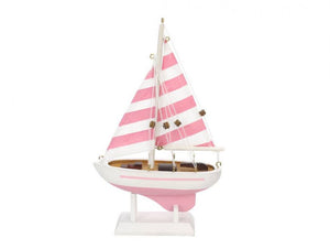 Wooden Pretty in Pink Model Sailboat 9""
