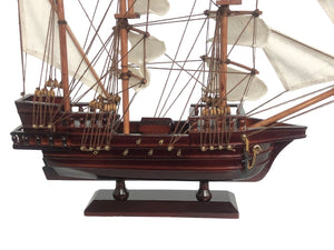 Wooden Black Pearl White Sails Pirate Ship Model 20"