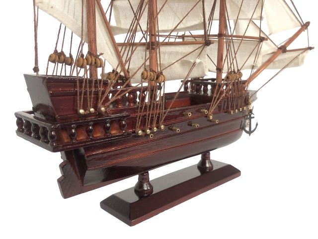 Wooden Captain Hook's Jolly Roger from Peter Pan White Sails Pirate Ship Model 20"