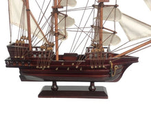 Load image into Gallery viewer, Wooden Captain Hook&#39;s Jolly Roger from Peter Pan White Sails Pirate Ship Model 15&quot;