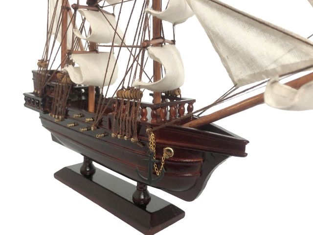 Wooden Captain Hook's Jolly Roger from Peter Pan White Sails Pirate Ship Model 20"