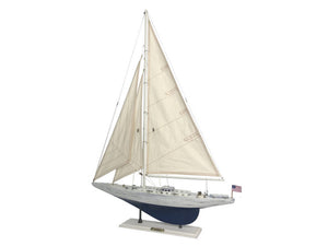 Wooden Rustic Whitewashed Enterprise Limited Model Sailboat 35"