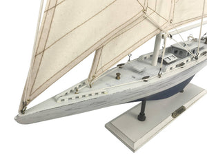 Wooden Rustic Whitewashed Enterprise Limited Model Sailboat 35"