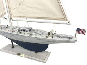 Wooden Rustic Whitewashed Enterprise Limited Model Sailboat 35"