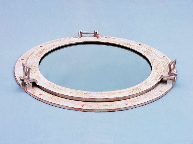 Rustic White Aluminum Deluxe Class Decorative Ship Porthole Window 20""