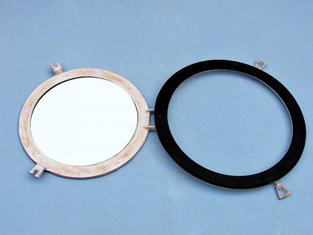 Rustic White Aluminum Deluxe Class Decorative Ship Porthole Window 20""
