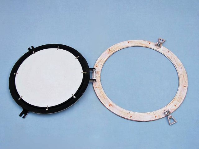 Rustic White Aluminum Deluxe Class Decorative Ship Porthole Window 20""
