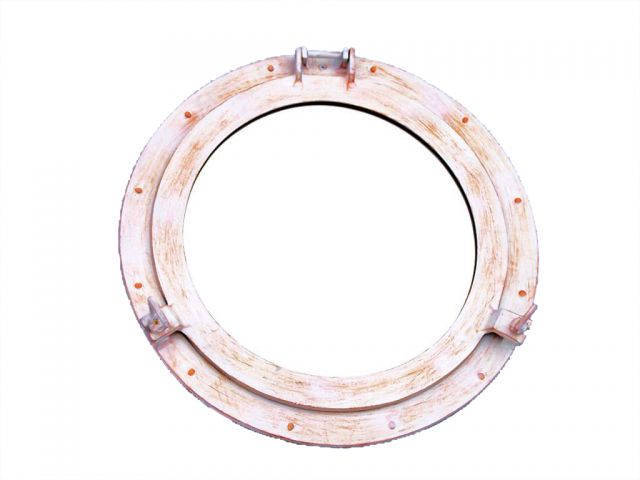 Rustic White Aluminum Deluxe Class Decorative Ship Porthole Window 20""