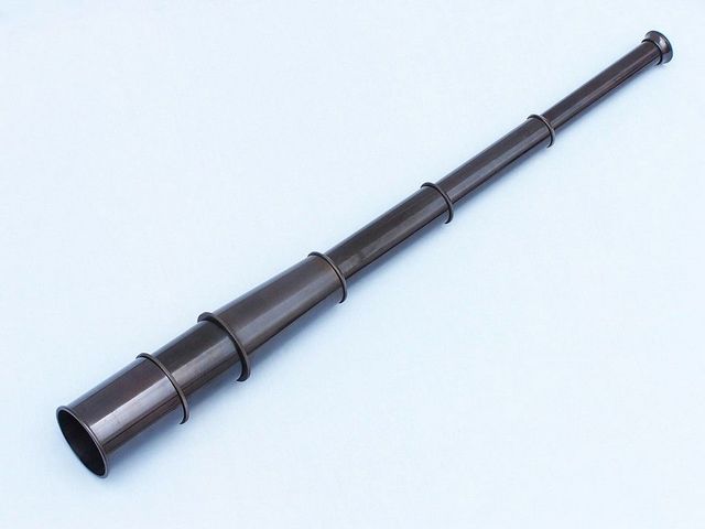 Deluxe Class Oil Rubbed Bronze Antique Admiral's Spyglass Telescope 27" with Rosewood Box