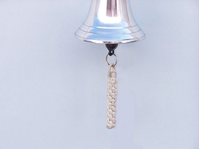 Chrome Hanging Ship Wheel Bell 8"