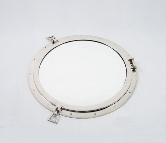 Deluxe Class Brushed Nickel Decorative Ship Porthole Mirror 30""