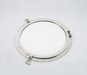 Deluxe Class Brushed Nickel Decorative Ship Porthole Mirror 30""