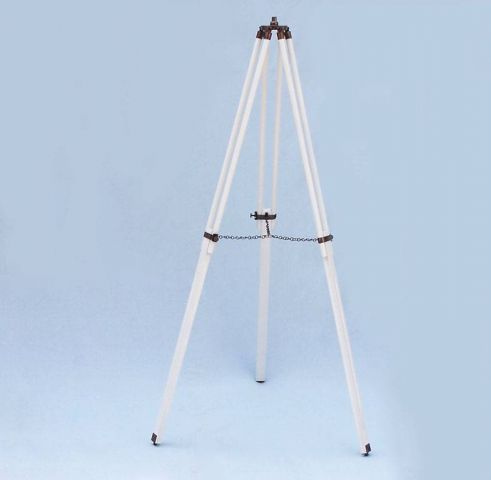 Floor Standing Antique Copper with White Leather Harbor Master Telescope 50""