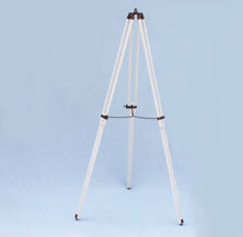 Load image into Gallery viewer, Floor Standing Antique Copper with White Leather Harbor Master Telescope 50&quot;&quot;