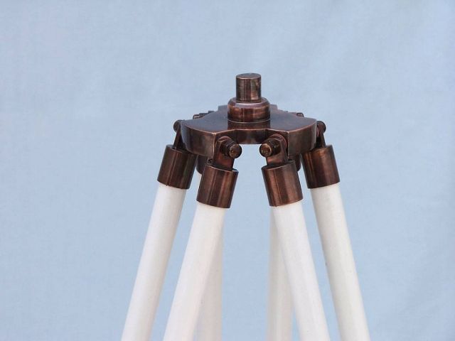 Floor Standing Antique Copper with White Leather Harbor Master Telescope 50""