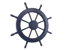 Load image into Gallery viewer, Wooden Rustic All Dark Blue Decorative Ship Wheel 30&quot;&quot;